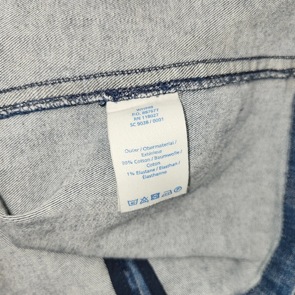 Boden Blue Denim Pinafore Dress Size 10 P Petite Smock Pockets Short Sleeve - Picture 10 of 10